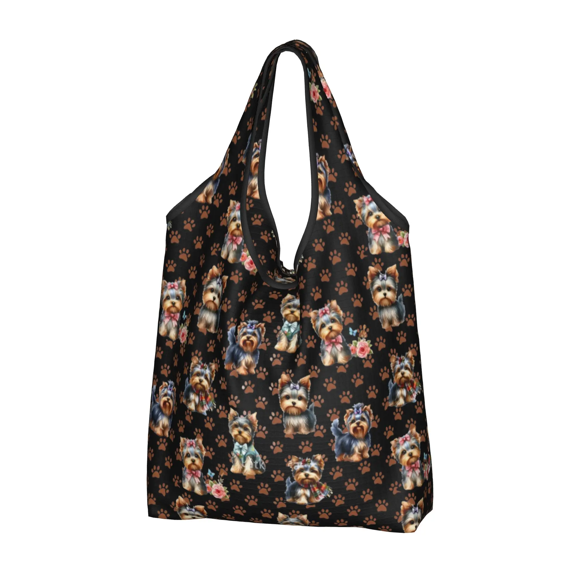 Yorkshire Terrier Dog  Grocery Shopping Bags Fashion Shopper Shoulder Tote Bags Big Capacity Portable Yorke Dog  Handbag