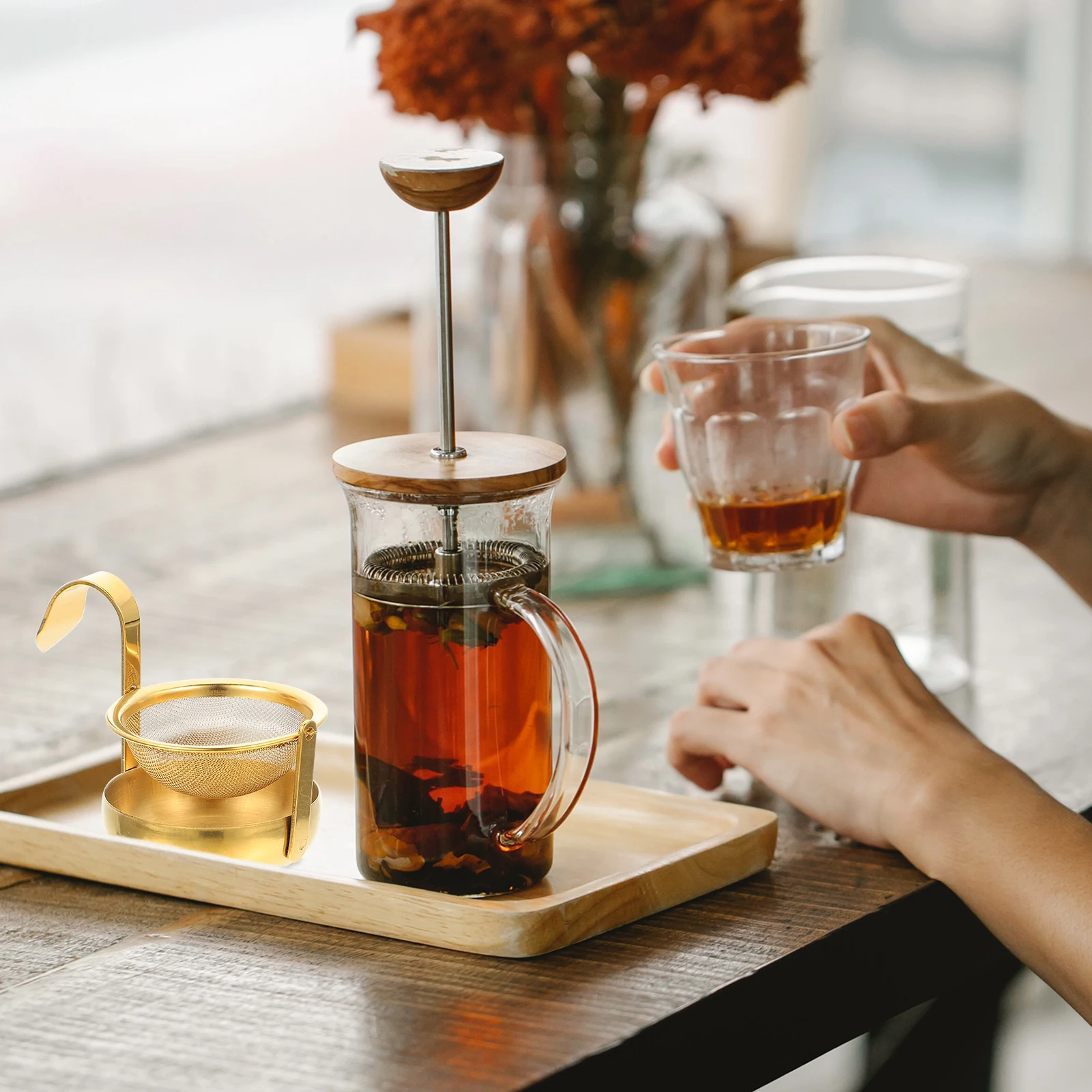 

Rotating Loose Tea Infuser Stainless Steel Duck-Billed Design Fine Mesh Tea Filtering Tool for Home Kitchen Brewing Use