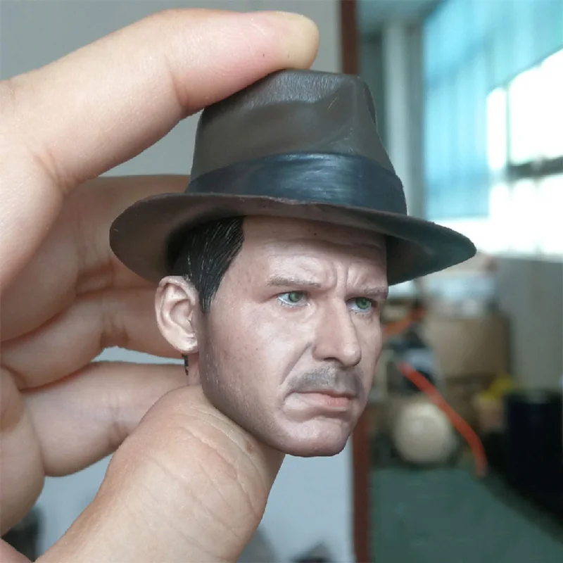 1/6 Young Harrison Ford Head Sculpt Cowboy Man Head Carved Normal/Damaged Version Fit 12'' Male Action Figure Body Collection