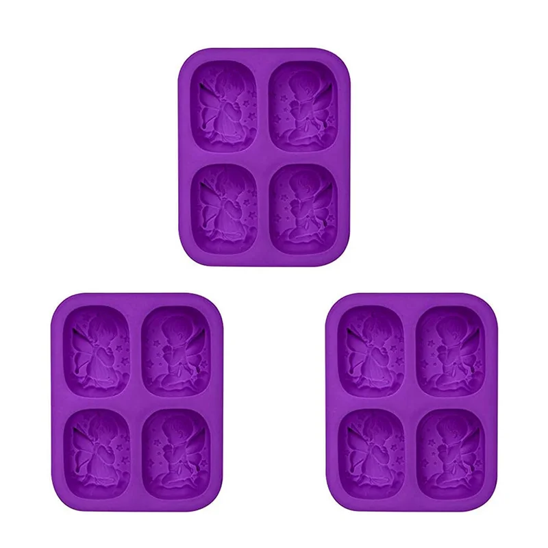 

HLZS-3X форма для мыла, 4 полости 3D форма для ангела, самодельная форма для мыла, принадлежности для изготовления мыла для DIY, мыло, свечи, поделки из смолы