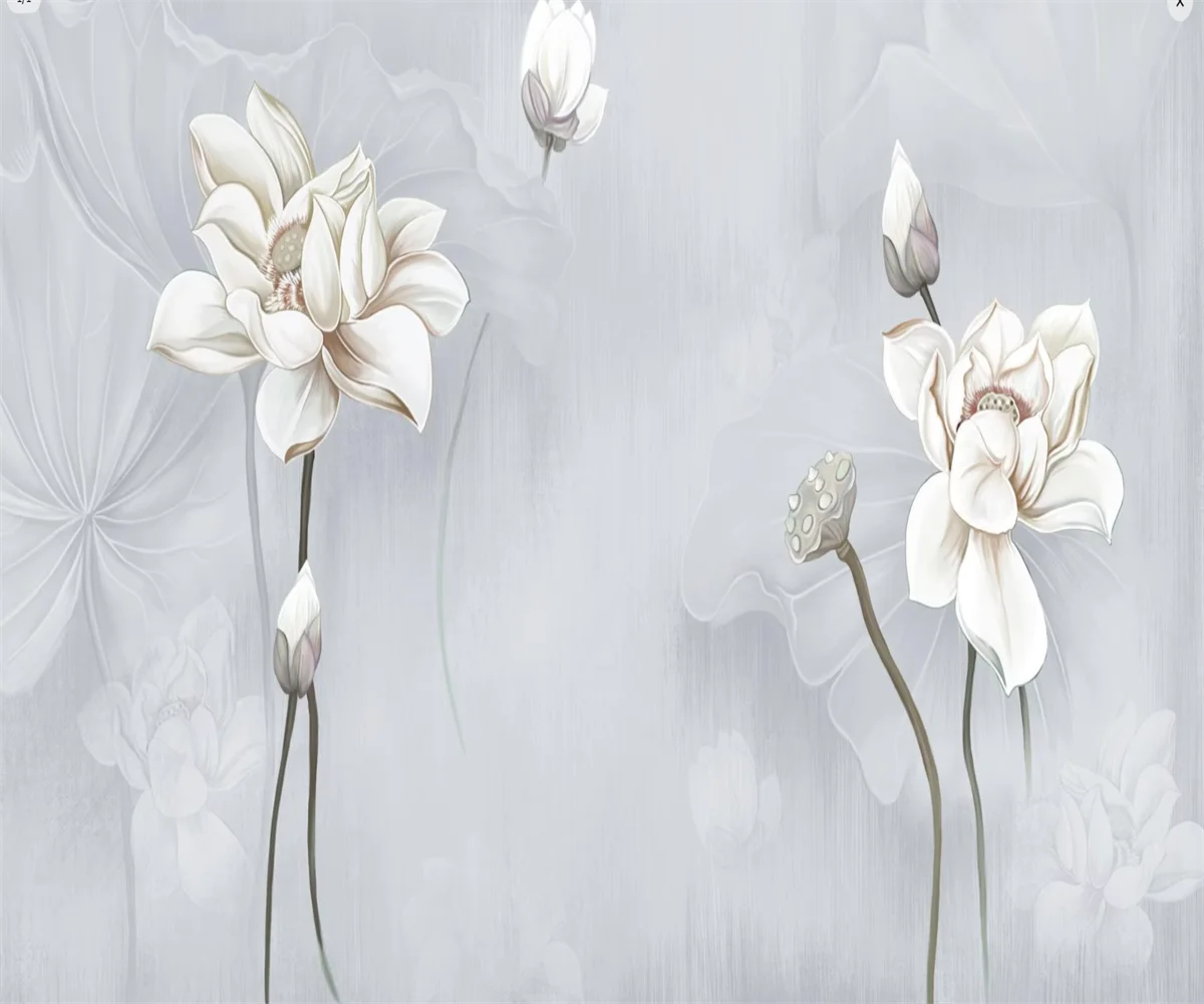 Custom Wallpaper Mural Floral Flower Oil Painting Hotel Bedroom Background Wall Paintings wallpaper for walls 3d papel de parede