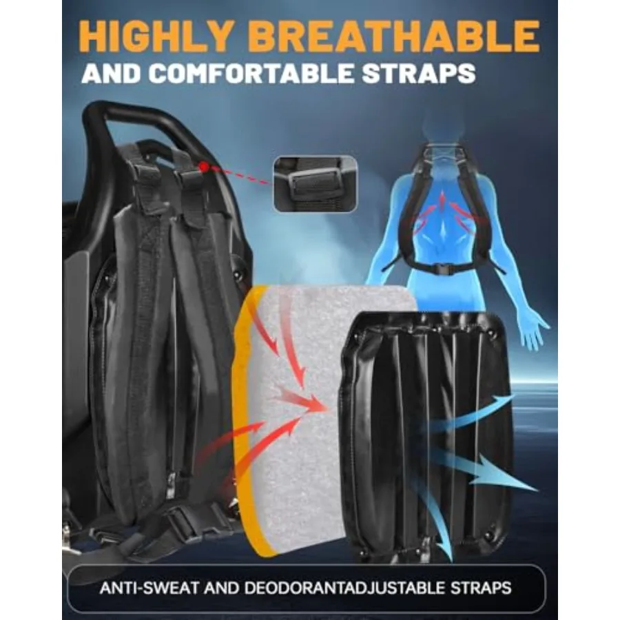 72CC Gas Backpack Leaf Blower - 2-Stroke Handheld-Class V Engine 230 MPH 760 CFM Adjustable Speed Low Noise Ergonomic Design Cr