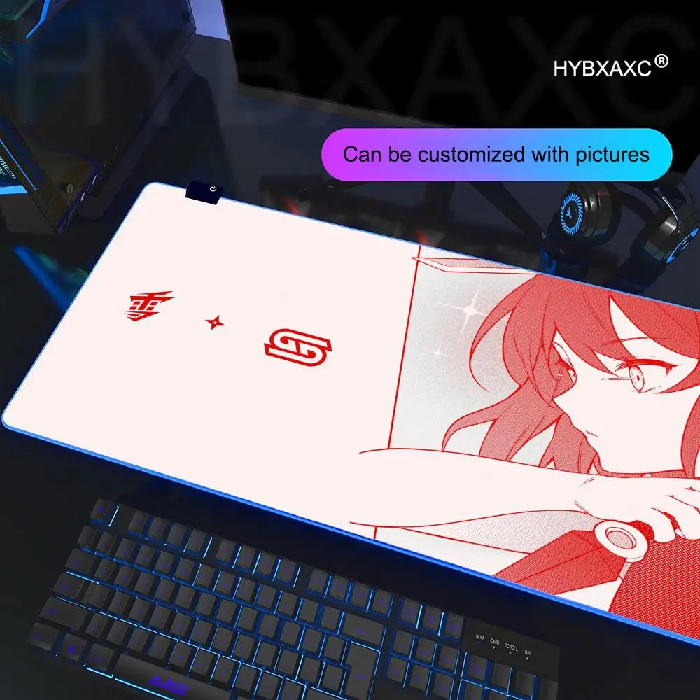 HYBXAXC YUKI AIM Anime Mouse Pad RGB Gaming Mouse Pad Desk Mat HD Gamer Large LED Light XXL 90X40cm Mouse Pad