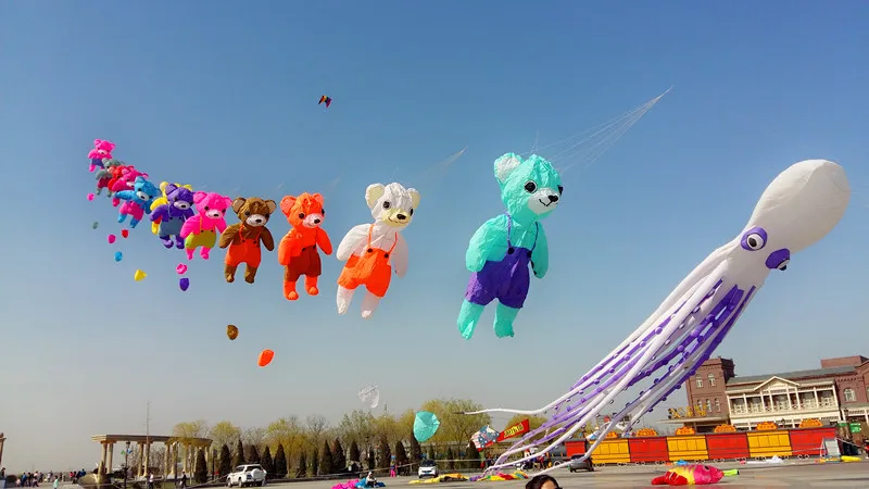 Grand Cerf-Volant Gonflable 3D en Forme d'Ours, Jouet d'Extérieur, Géant, Doux, avec Bobine, Animaux, Vent, Livraison Gratuite