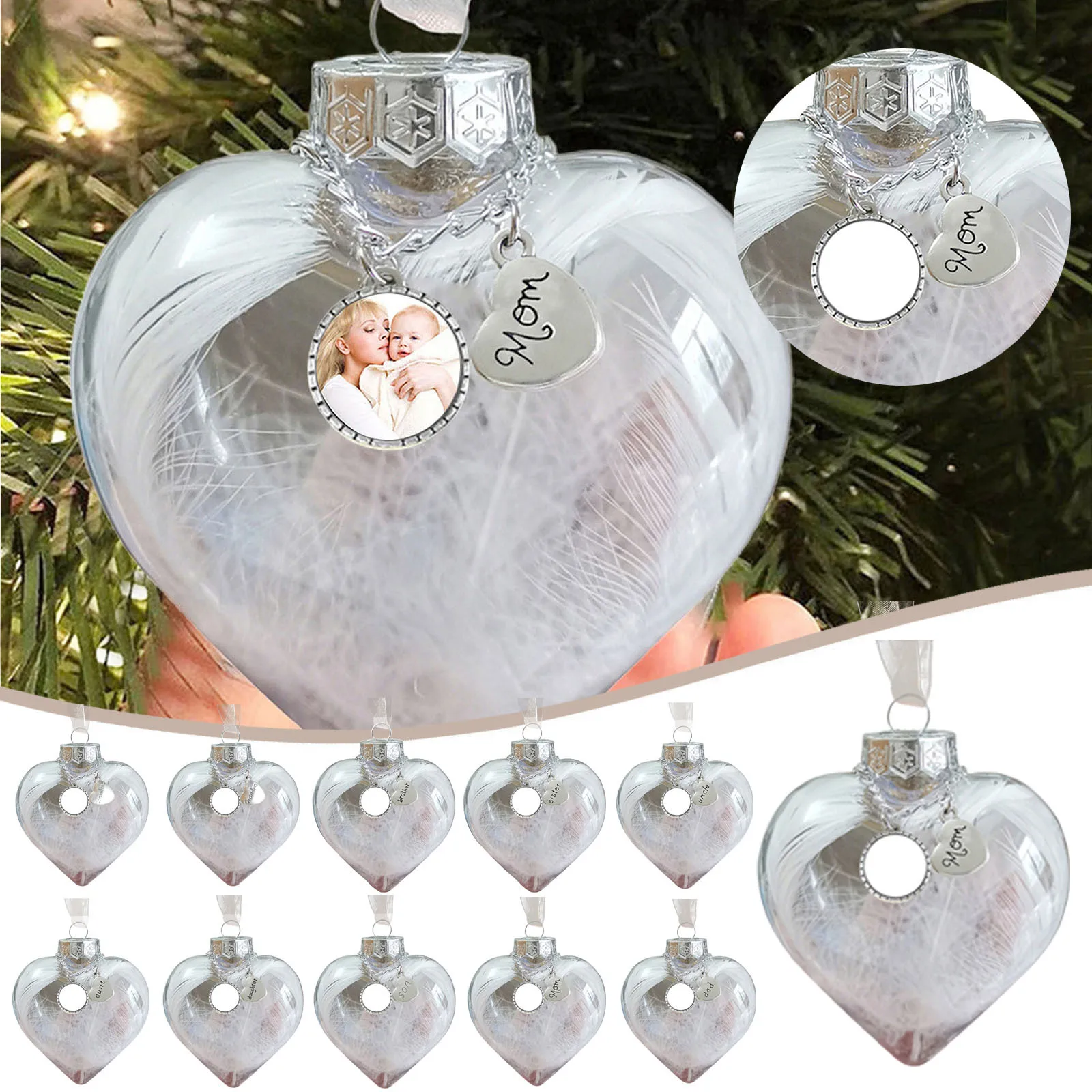 Transparent Plastic Ball Commemorative Christmas Tree Ornaments, Xmas Souvenir, Home Decor, My Heart Is in Heaven, A Piece