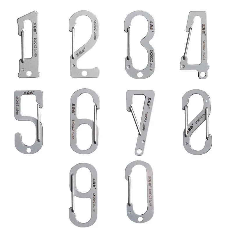 

Stainless Steel Carabiner Clip, Number Keychain 0-9 3D Carabiner, Hardened Mini Key Ring for Car Keys for Camping Backpack Hat