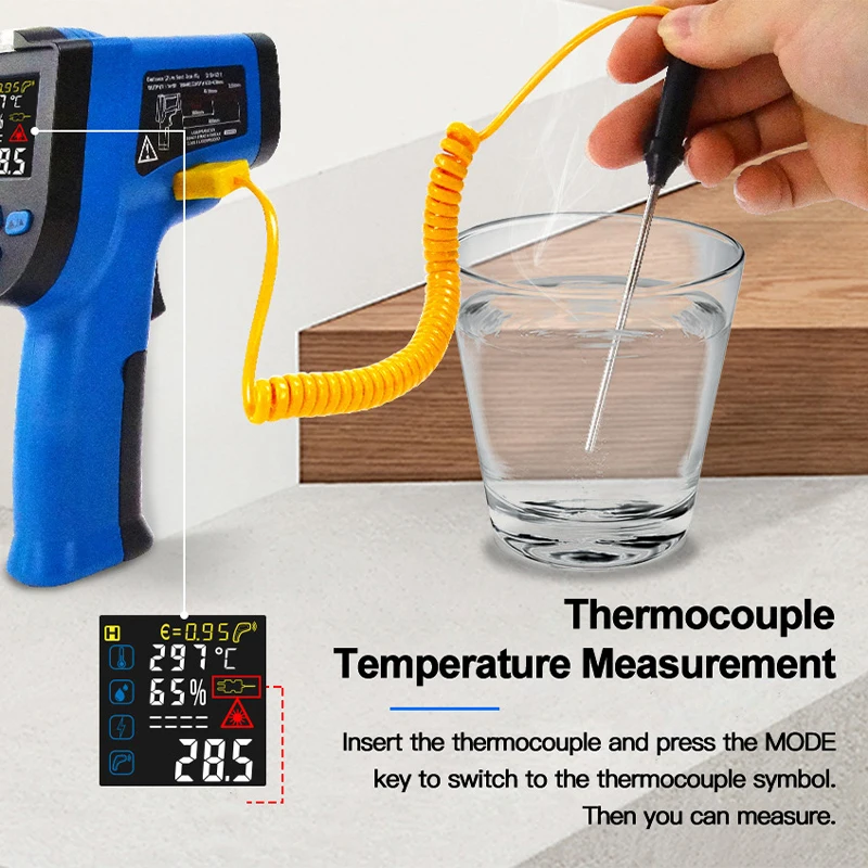 Immagine 7: WENMEICE Termometro a infrarossi Pistola per temperatura portatile ad alta precisione fino a 550℃ Termometro digitale industriale