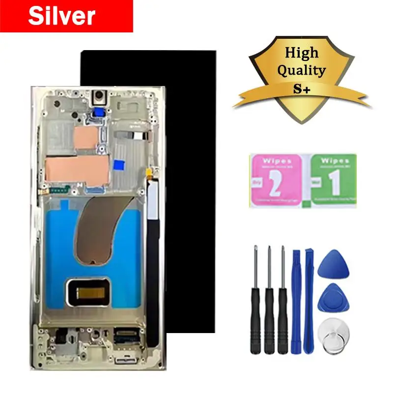 Top Super AMOLED For Samsung S23 Ultra S918E S918B S918U S918N LCD S23Ultra Display With Frame Touch Screen Digitizer Assembly