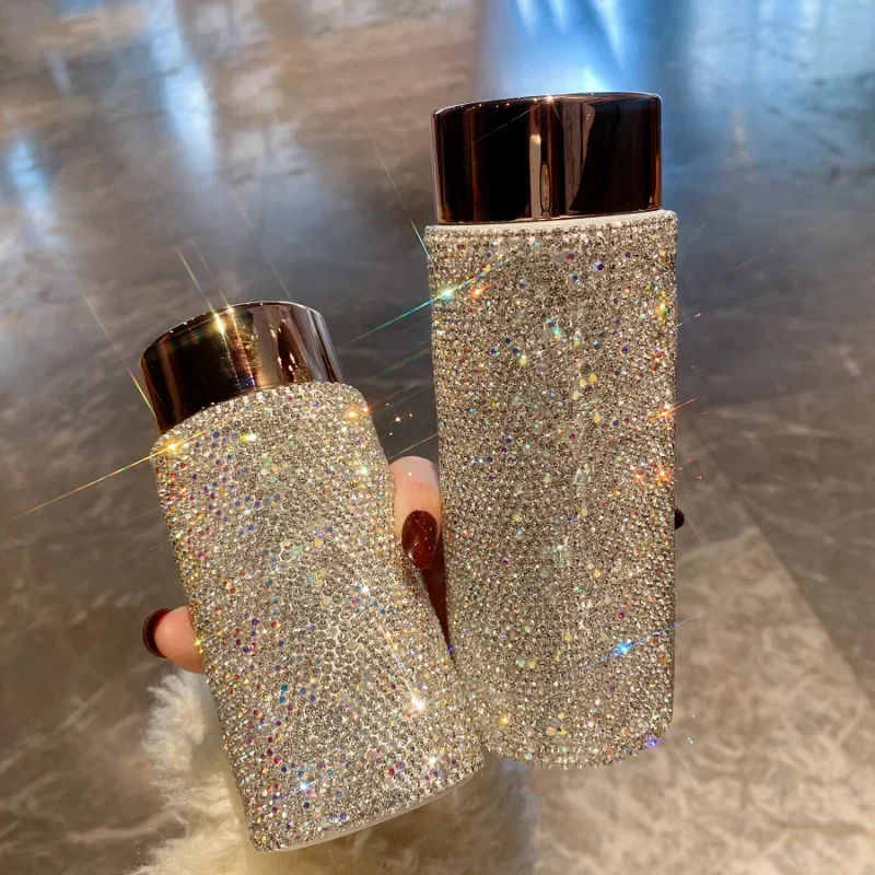 

New Mini Portable Insulation Cup 316 Stainless Steel Water Cup Light Luxury Diamond Inlaid Car Portable Carrying Cup