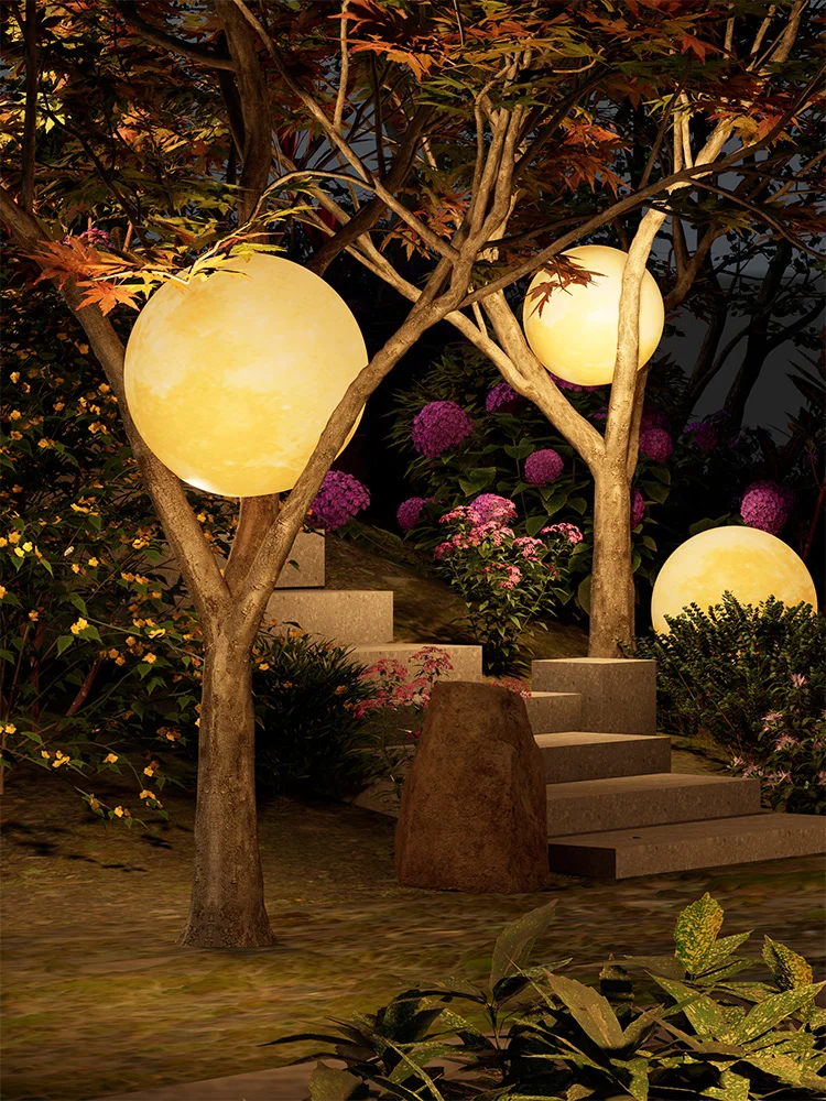 Outdoor Chandelier Solar Moon Light Waterproof Hanging Tree Outdoor Eaves Ambient Gazebo Garden Moon