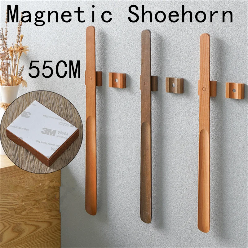 55 سنتيمتر لبيسة الحذاء المغناطيسية الخشبية مع مقبض طويل سهلة الارتداء تساعد على الأحذية لكبار السن الحوامل-ملعقة حذاء طويلة دعم القرن