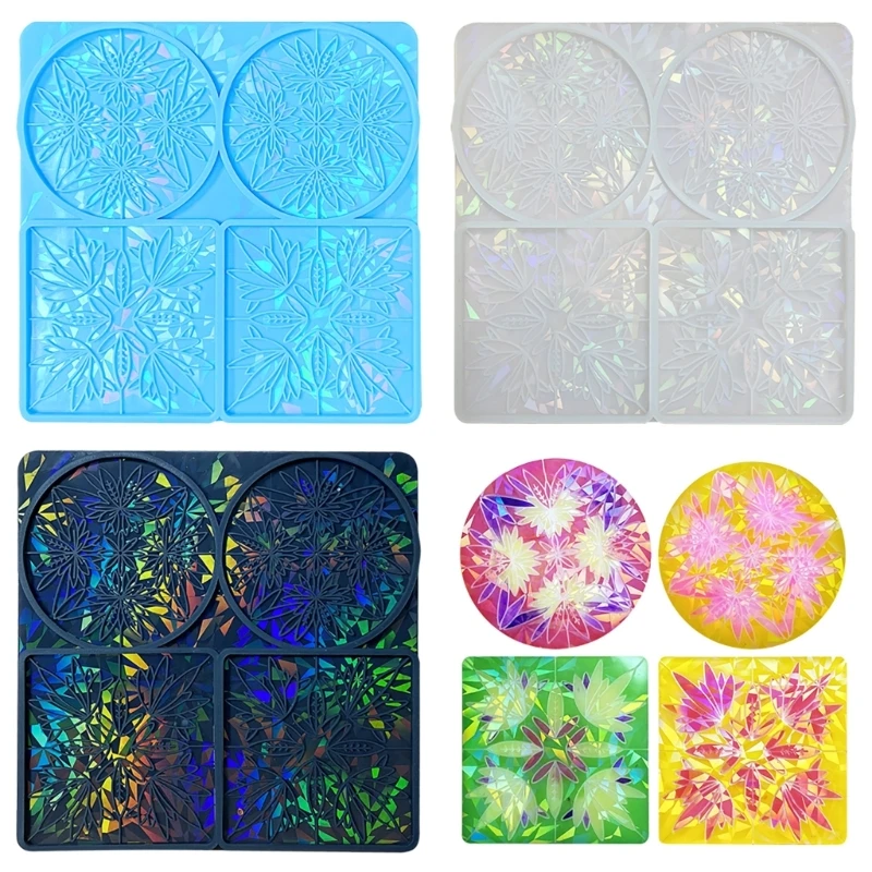 

Holographic Coaster Molds for Epoxy Resin Craft Flower Pattern Cup Mat Silicone Mold Round Rectangle Coaster Mold DIY