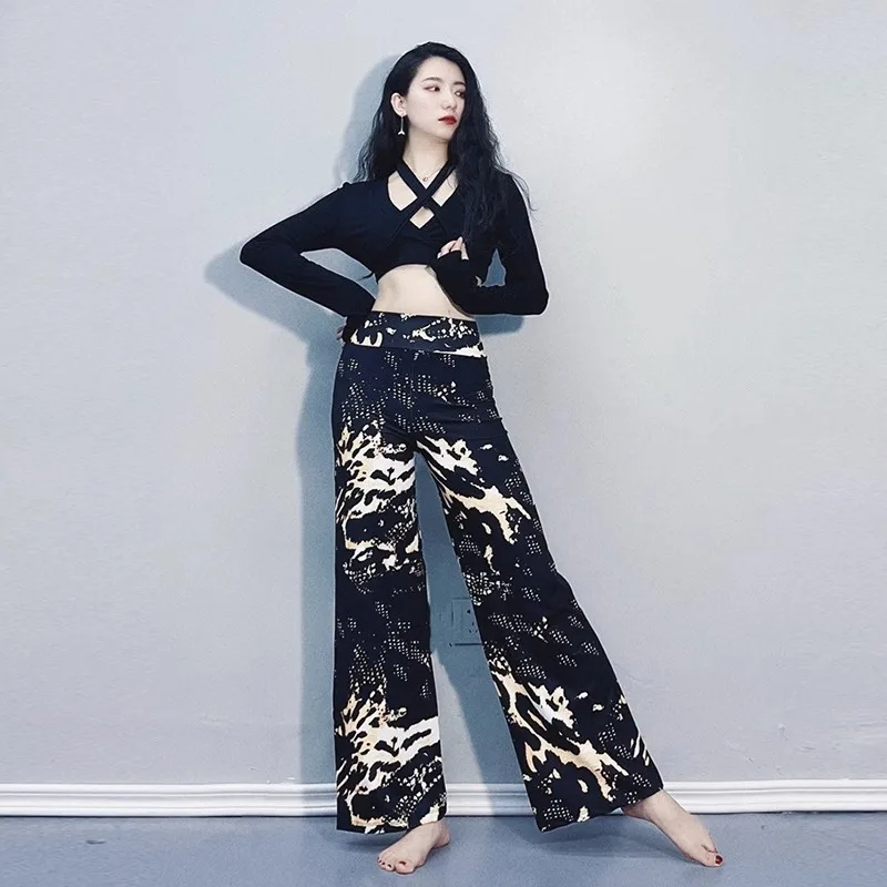Ropa de práctica de danza del vientre personalizada, conjunto nuevo de jazz, pantalones de gato salvaje, traje de danza oriental, disfraz de actuación