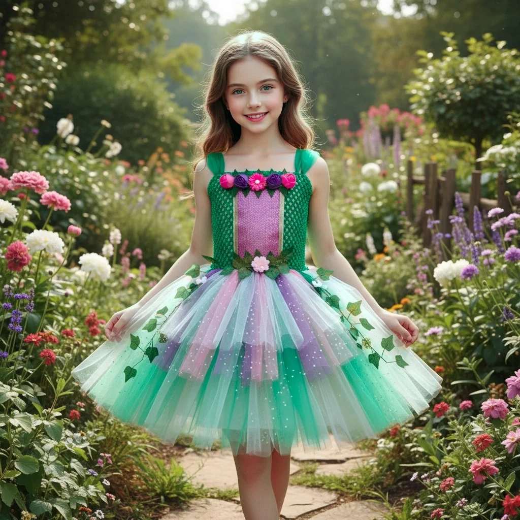 Green Woodland Fairy Dresses for Girls Jungle Forest Fairies Costumes Wood Elf Princess Ballet Tutus Outfit with Wings