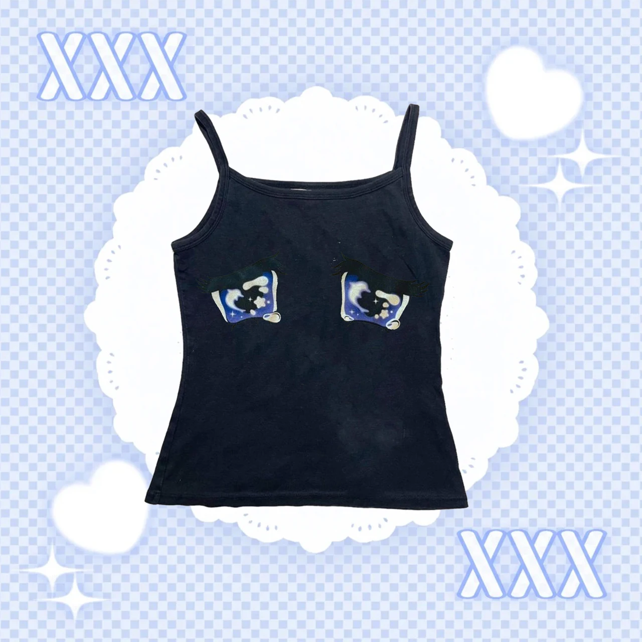 2000s street gothic INS subculture print dream core retro strap hanging neck camisole vest