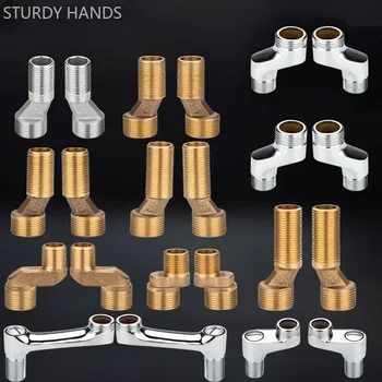 2 stuks douchekraan gebogen voet verstelbare adapter massief messing wandmontage vervanging hoekstopkraan keuken badkameraccessoires