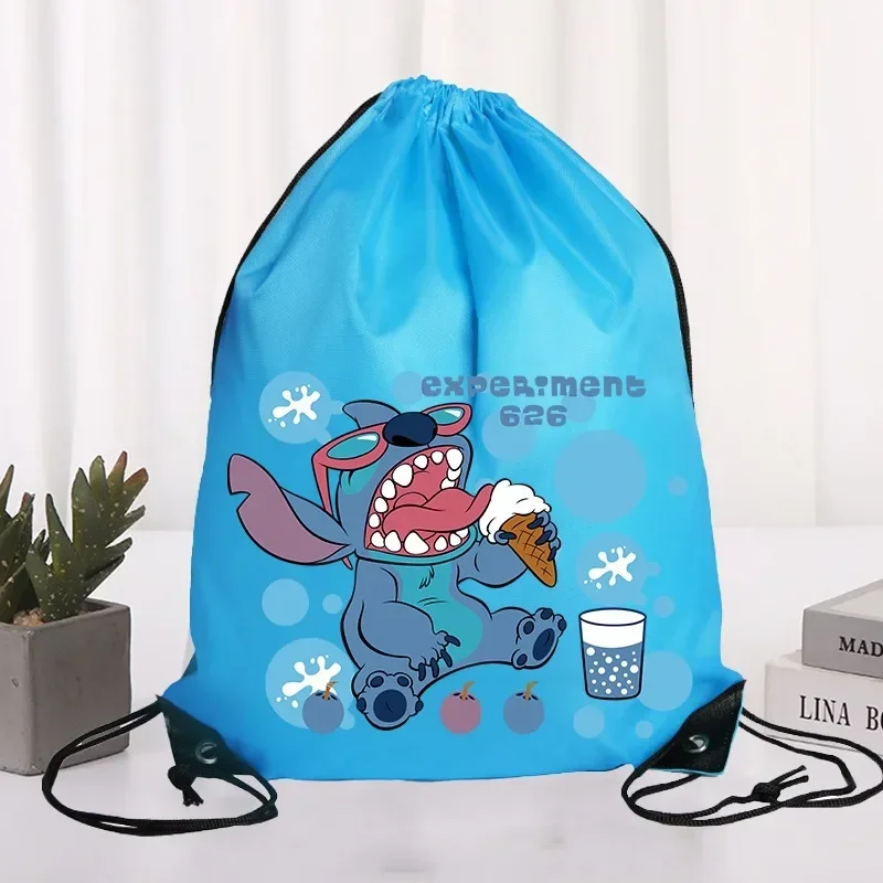 Lilo & Stitch tasche con coulisse Disney Tote Bag stampa carattere borse di grande capacità a tenuta stagna portatile Shopping zaino regali