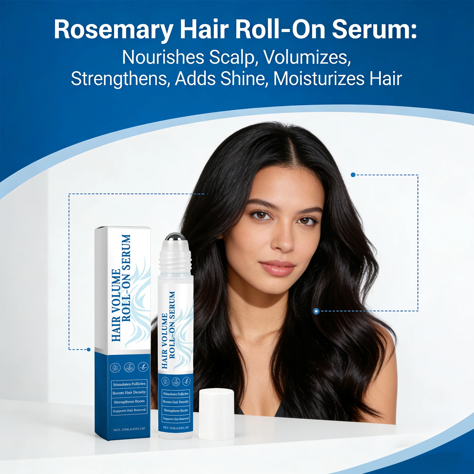 

Rosemary Hair Volume Roll-On Serum Nourish Improves Scalp Increase Hair Density Long-Lasting Strengthening Scalp Hair Care 25ml