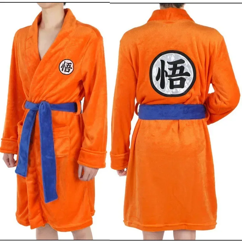 New 2025 adult kids anime bathrobe cosplay lipstick Goku costume man bath sleepwear plush coat women men pajamas cart 95ly