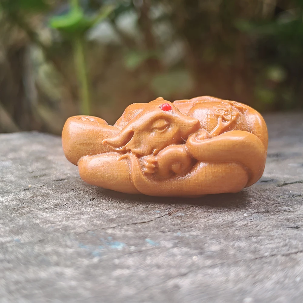 1.6 Inch Wooden Fox Figurine, Ethnic Style, Simple Style, Suitable for Party Decoration, Men's Gifts, Holiday Decoration, Christmas Gifts, Living Room, Indoor Decorations, Halloween Decorations