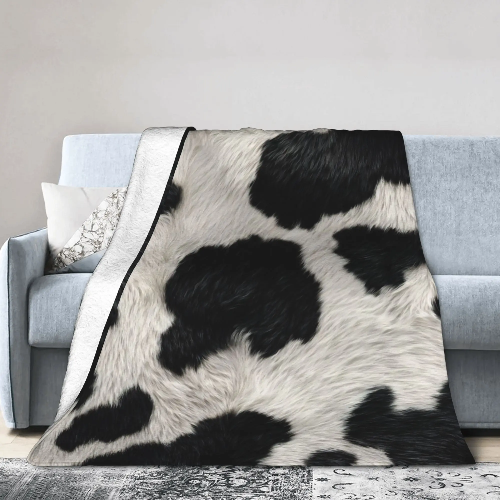 Cozy Rustic Cow Print Blanket Stuff Home Decorative  Throw Blankets Ultra-Soft Fleece for Car