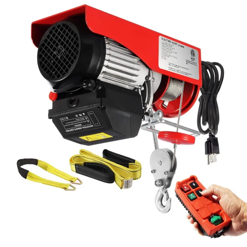 Electric Hoists 1320lbs Automatic Lift Cable Hoist with Wireless Remote Control 110V Overhead Crane Garage Ceiling Pulley Winch