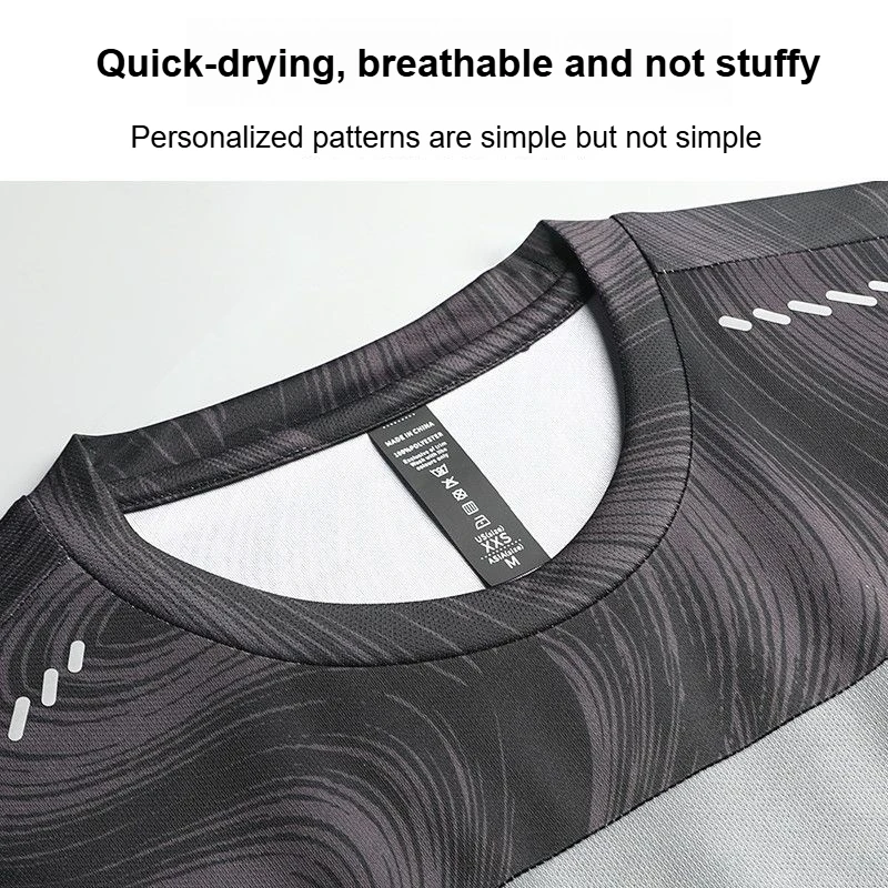 2025 New Running Sports Suit Men's Summer Quick Drying Clothes Short-sleeved T-shirt Fitness Clothes Badminton Training Shorts