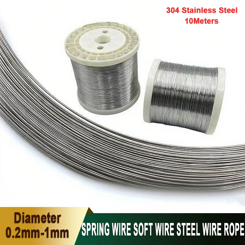 

10 метров, пружинная проволока из нержавеющей стали 304, мягкая проволока, стальная проволока, ручная работа, сделай сам, домашний декор/бисер 0,2/0,3/0,4/0,5/0,6/0,8 мм