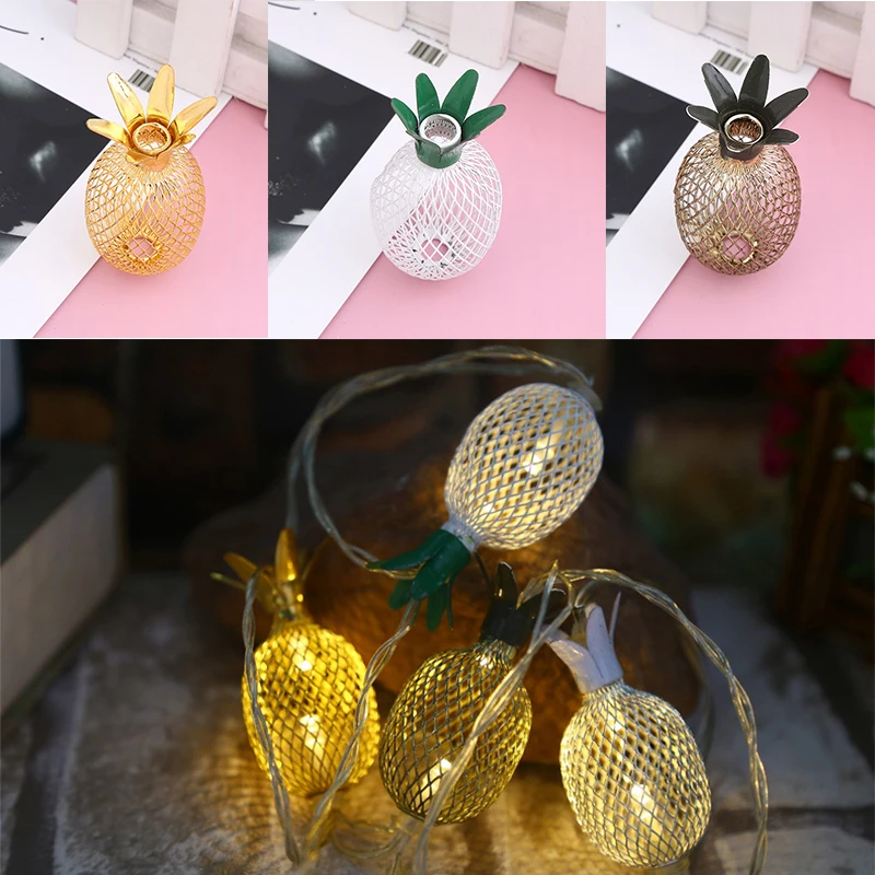 2000pcs Golden Plated Iron Wire Pineapple Fruit Hanging Accessories For LED String Lights Tropical Nature Decorating