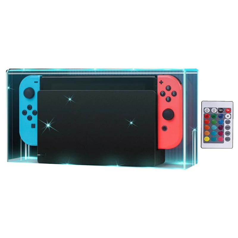 

Clear Dust Cover With RGB Luminous Base For Switch/OLED Protection Cover Protective Sleeve Acrylic Display Shell Easy To Use F