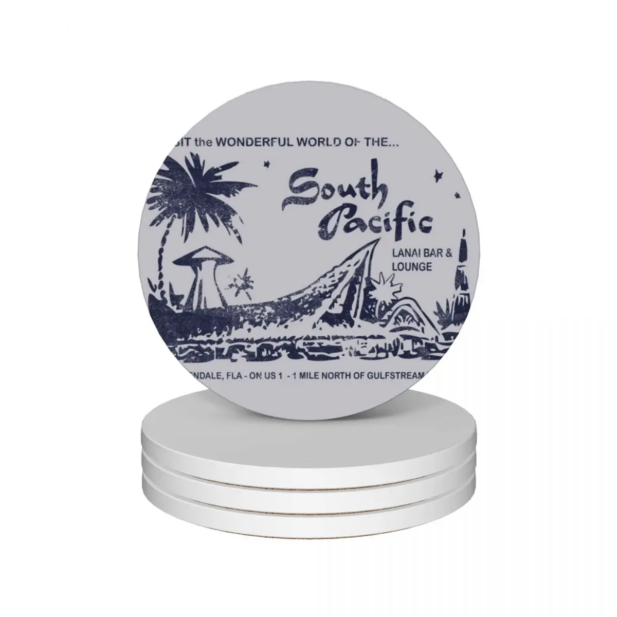 

South Pacific - Lanai Bar & Lounge - Hallandale, Florida Ceramic Coasters (Set of 4) white ceramic set tile Cup for tea Coasters