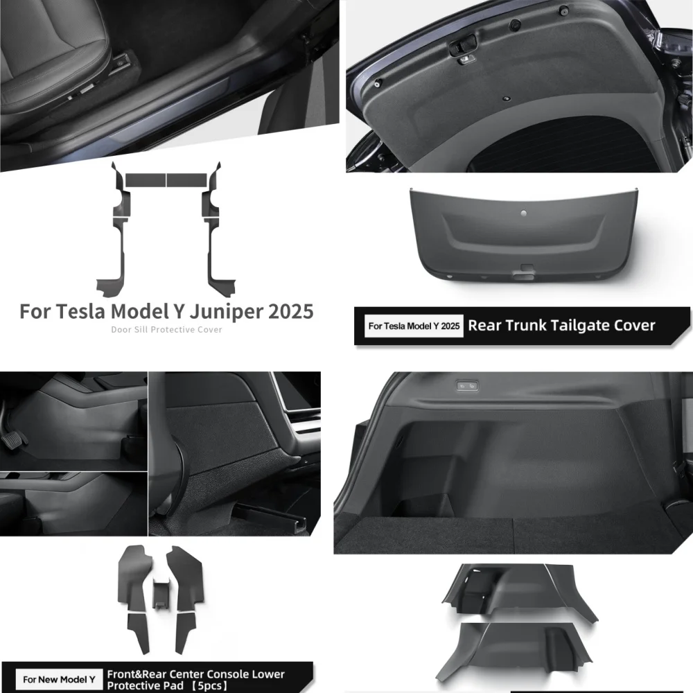 LUCKEASY pour Tesla modèle Y lancement 2025 2026 genévrier Anti-saleté coussin de protection côté de commande centrale Anti-coup de pied accessoires TPE