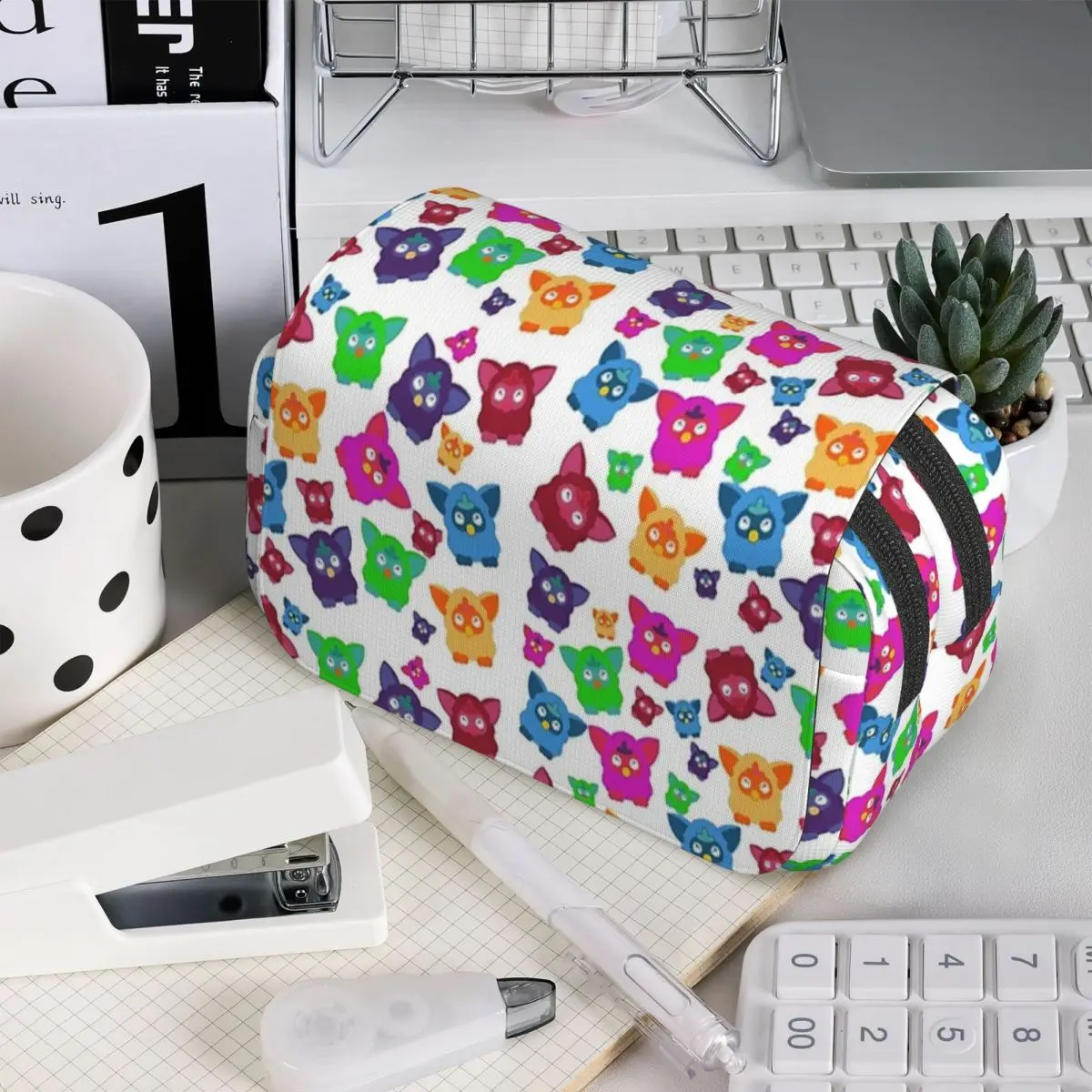 

Пенал Furby Decades Design Pattern для детей, школьный пенал, сумка для канцелярских принадлежностей, держатель для ручек