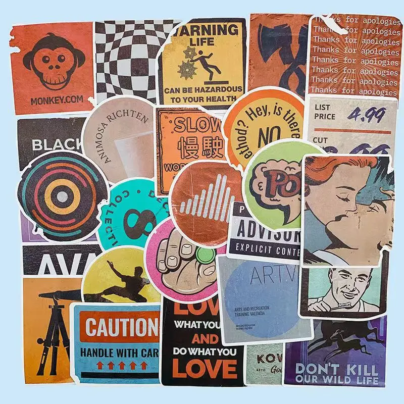 English Bill Signage Sticker Graffiti Stickers DIY Skateboard Luggage Stickers Notebook Phone Case Decor Stickers Kids Toys