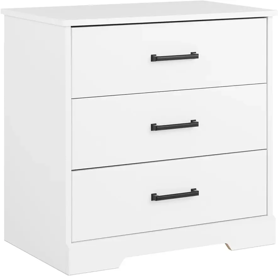 

Three Drawer Nightstand, 16.25in x 27.5in x 26.75in, Rustic White