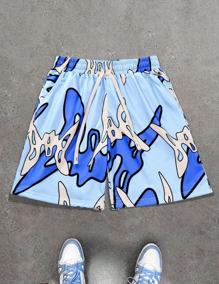 

2025 Новые мужские модные шорты с принтом, легкие роскошные уличные шорты в стиле хип-хоп, повседневные дышащие трендовые шорты премиум-класса