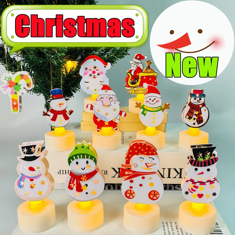 Novo natal led luz boneco de neve santa casa cabine luminosa feliz natal decoração para casa ornamento árvore de natal crianças presentes ano novo