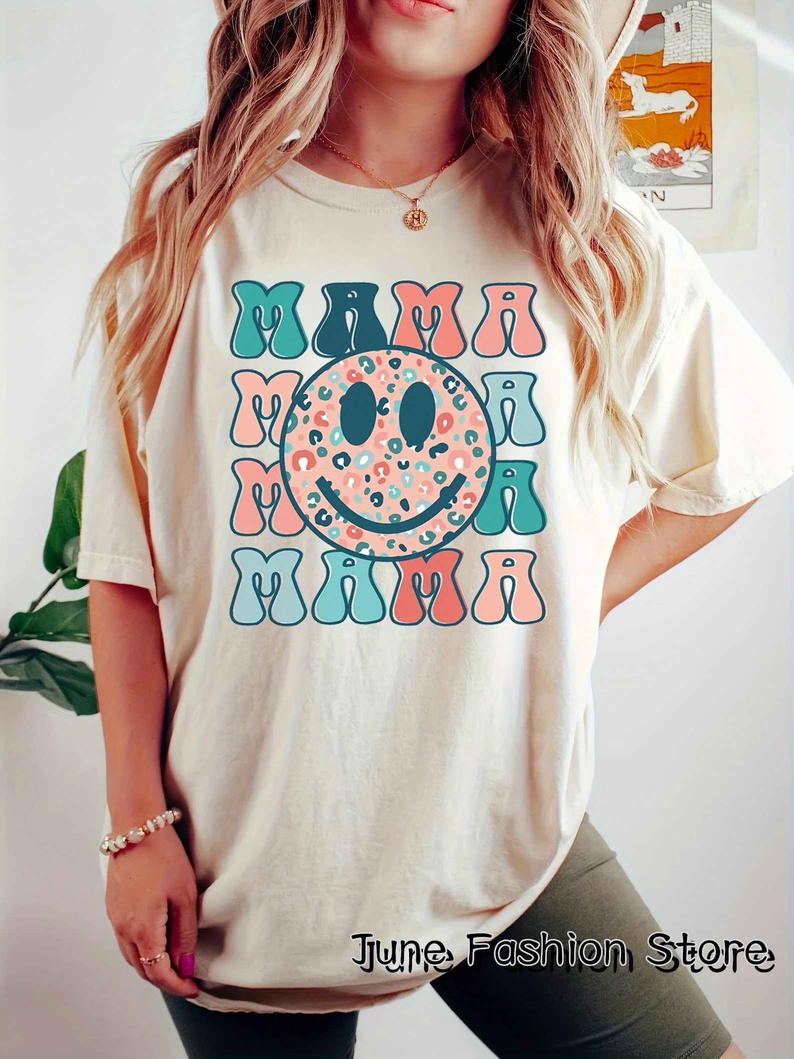 Summer Women MAMA T-Shirt Fashion Letter Print Short Sleeve Cotton Clothing Female Vintage Tops Tees Mother Casual Streetwear