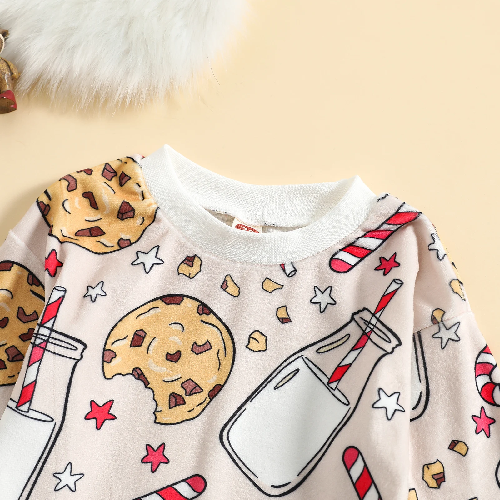 2022-08-26 Lioraitiin 0-24M Infant Baby Girls Boys Christmas Bodysuit Biscuits Milk Bottle Print Long Sleeve Jumpsuits