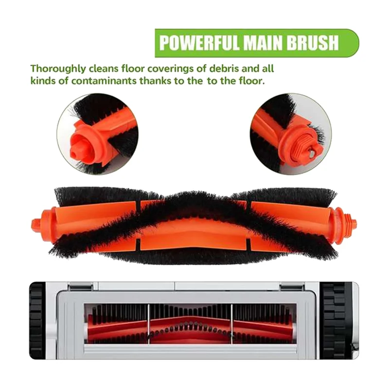 HHTL 14 Uds piezas de repuesto para Xiaomi E12 E10 B112 Aspiradora Robótica paños de fregona filtro de cepillos laterales principales