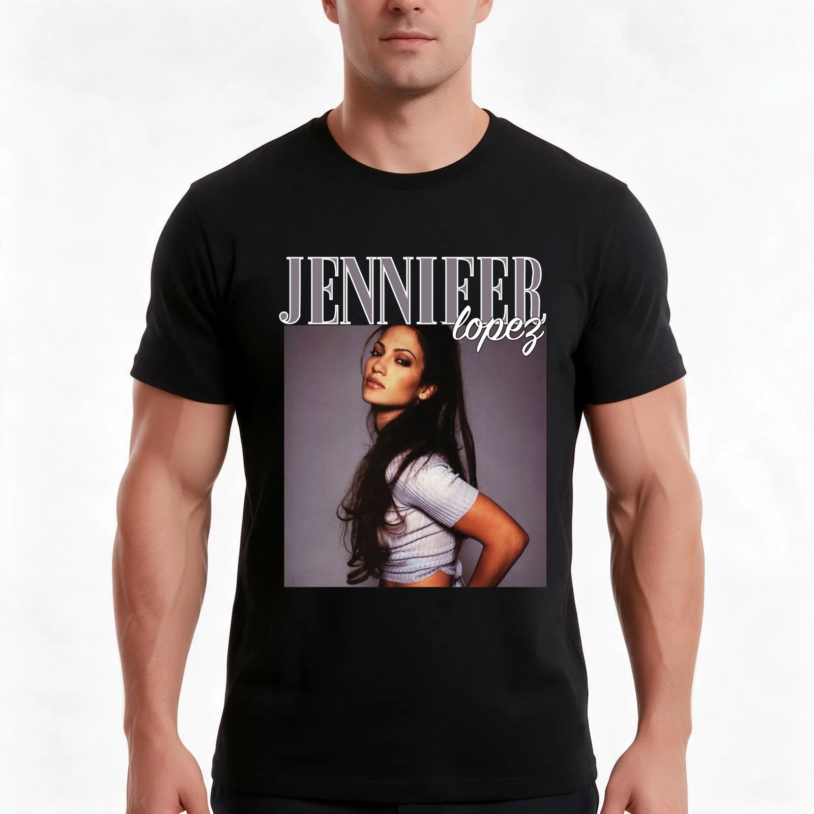 JENNIFER LOPEZ 90s T-Shirt Summer Casual Cotton Tee Oversized Streetwear Tops Vintage Graphic Print Loose Fit Short Sleeve
