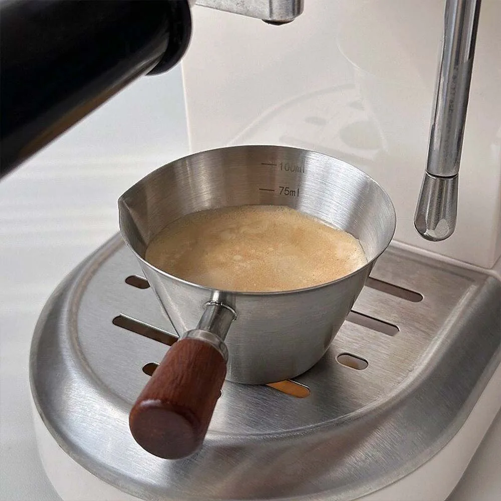 Set Coffee Cup Stainless Steel Coffee Measuring Cup 100ml Multi-Purpose Espresso & Milk Ounce Cup With Measurement Marks 100ML view 3