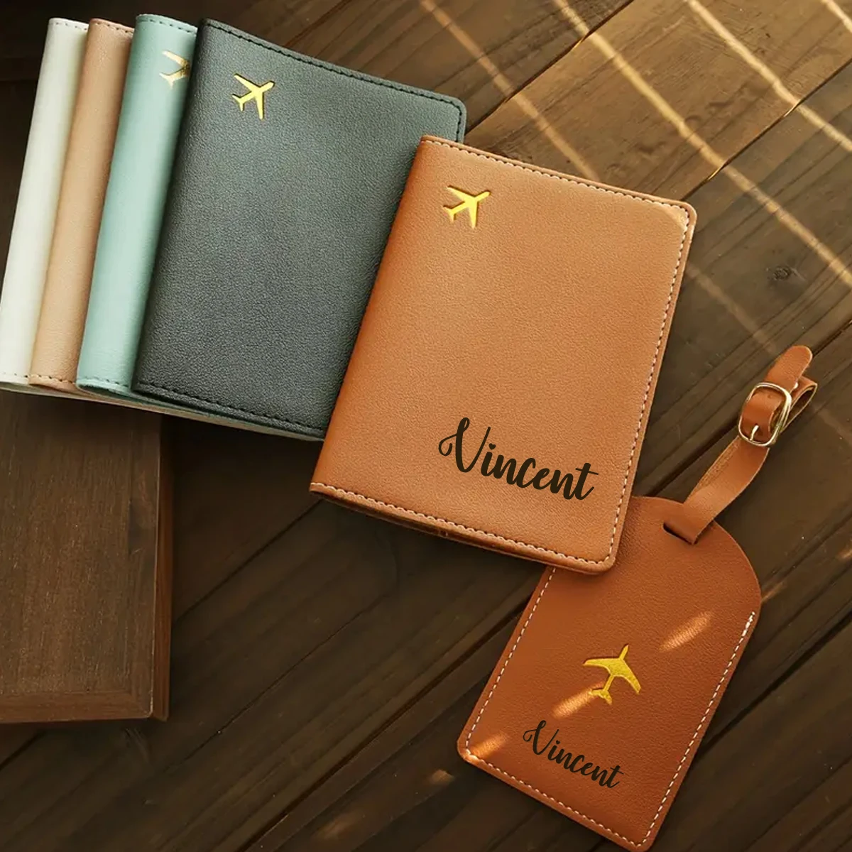 

1pc Custom Name Passport Holder and Luggage Tag Set Romantic Keepsake Leather Passport & Tag Thoughtful Gift