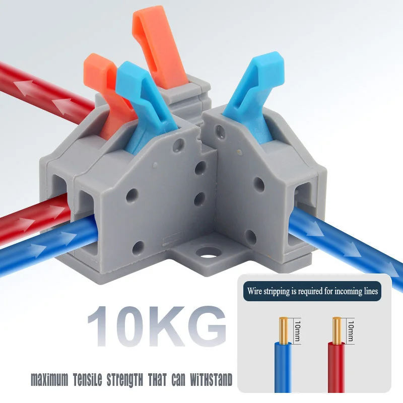 5PCS T Type Wire Connector 2 In 2 Out Electrical Cable Connectors Fast Terminals Docking Butt Plug Household Electrician Tools