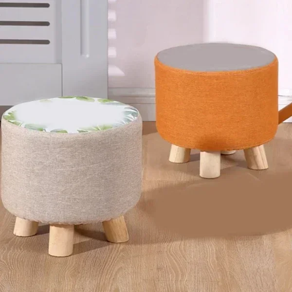 Creative Adult Sofa Stool Fashion Short Stool Solid Wood Square Stool Fabric Art Living Room Shoes Replacement Vintage Bench