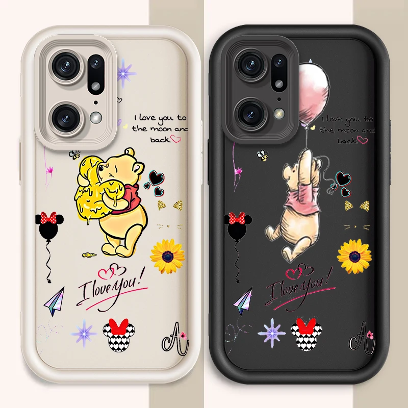 Winnie The Pooh Love For OPPO Find X5 X3 A58 A57 A55 A53 A54 A92 A72 A74 A54 A74 A36 A76 A78 A94 Eye Ladder Phone Case Funda