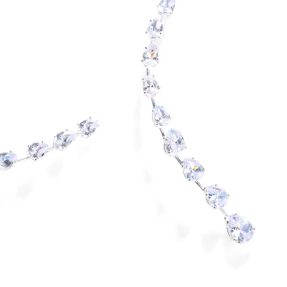 2024 Trendy Zircon Water Drop Choker Necklace for Women Bridal Jewelry Exquisite Clavicle Chain Crystal Collar Necklace Party