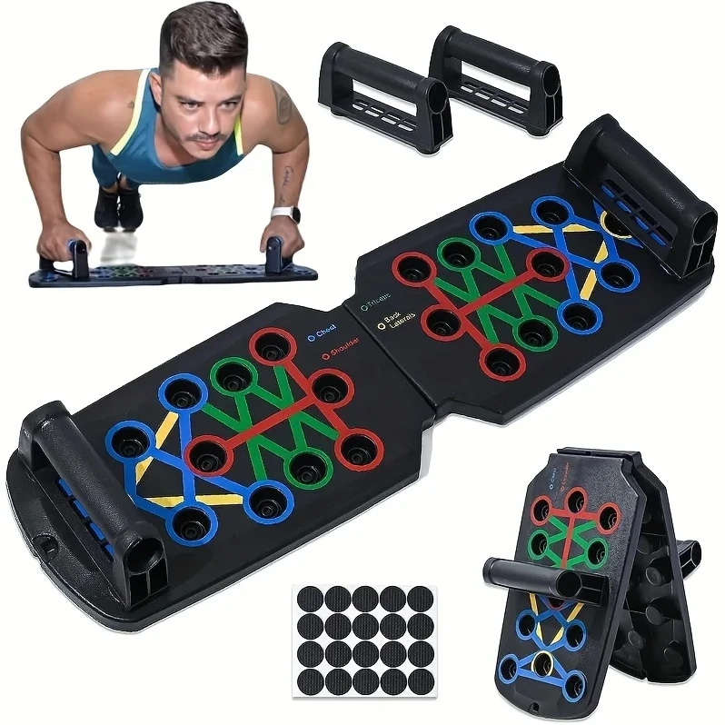 Portable Multifunctional Push-up Board Set With Handles Foldable Fitness Equipment For Chest Abdomen Arms And Back Training