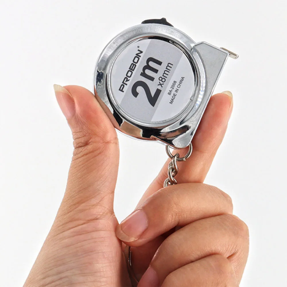 Mini Tape Measure 2m Retractable Portable Keychain Design Mild Steel Small Measuring Tool for DIY Crafting Sewing Household