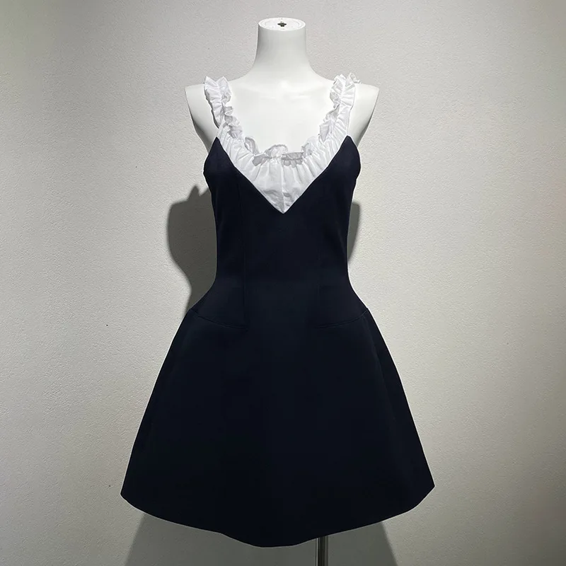 

Niche 2025 spring and summer new patchwork lace collar design dress sweet temperament skirt female